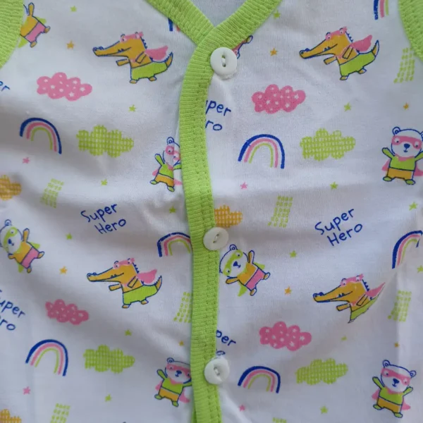 New Born Green Pink Color Printed Sleeveless T-Shirt and Pant