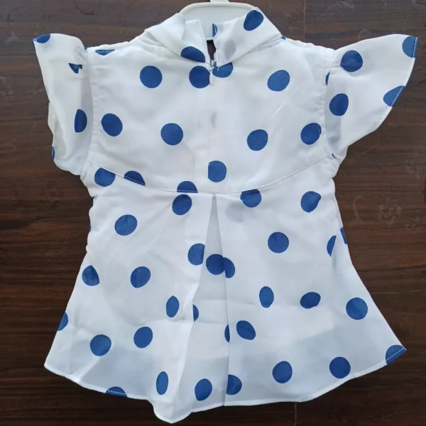 White with Blue Polka Dots White Sleeveless Fancy Top and Denim
