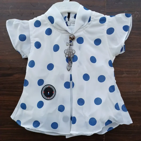 White with Blue Polka Dots White Sleeveless Fancy Top and Denim