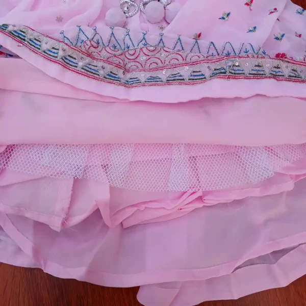 Baby Girl Pink Color Sleeveless Printed Lehenga1