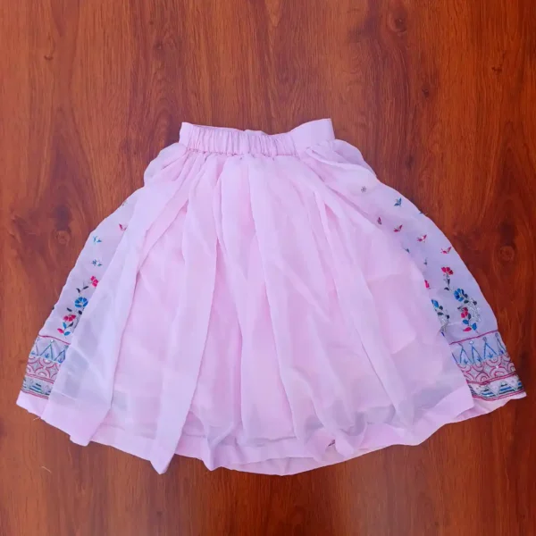 Baby Girl Pink Color Sleeveless Printed Lehenga7