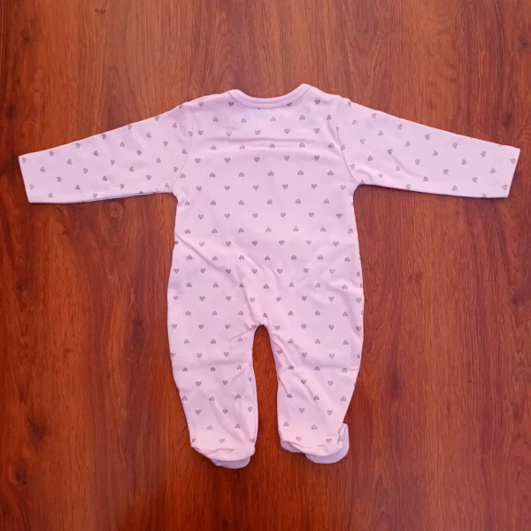 Full Sleeve Pink Romper Jumpsuit Teddy Face Little Heart Printed3