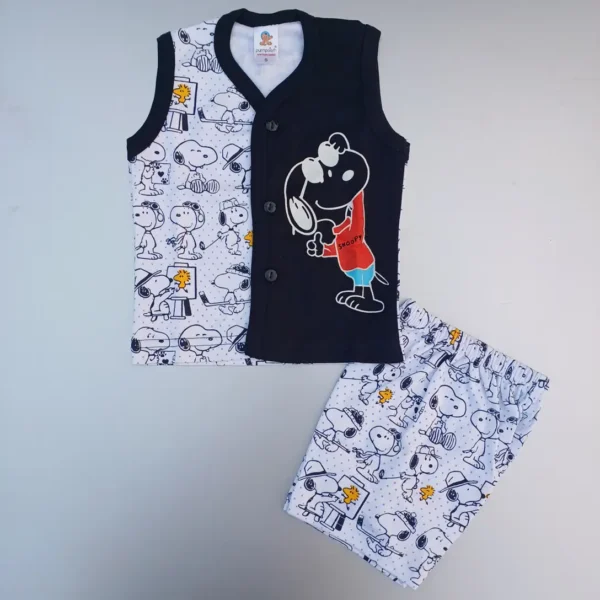New Born Comfortable Cotton Black White Print Casual Tee and Short