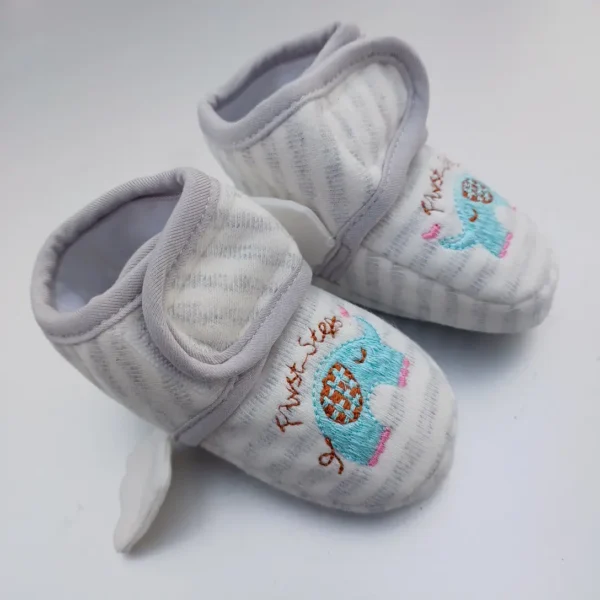Unisex Grey Colour Soft Booties for 6-12month