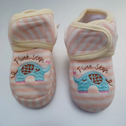 Unisex Orange Colour Soft Booties for 6-12month