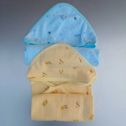 Lucky Star Cotton Terry Hooded Yellow Blue Towels Printed