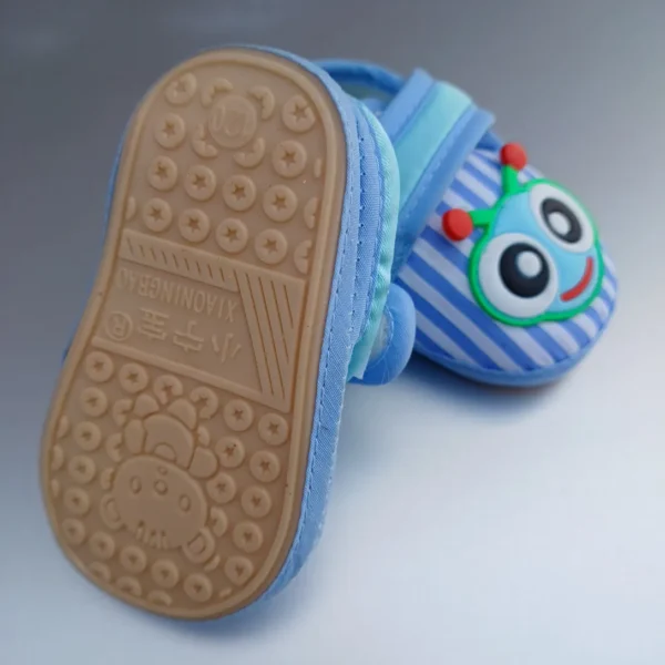 Unisex Blue Colour Soft Booties with Sole for 6-12month