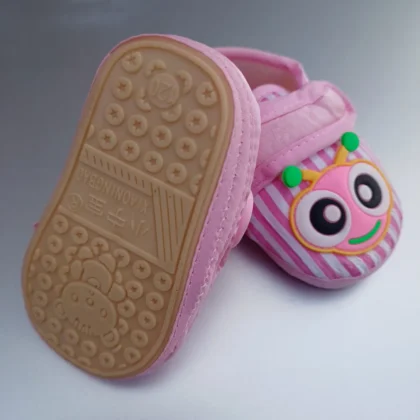 Unisex Pink Colour Soft Booties with Sole for 6-12month