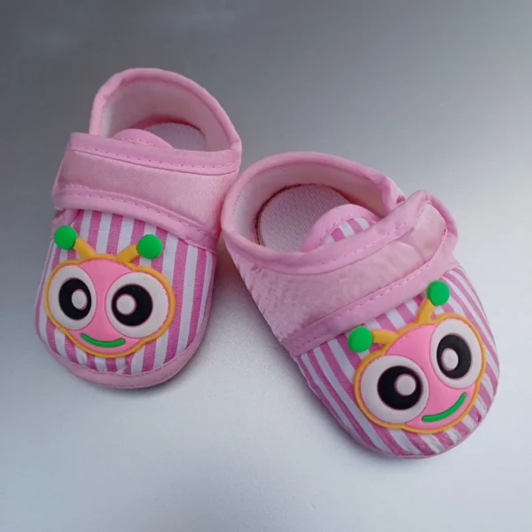 Unisex Pink Colour Soft Booties with Sole for 6-12month2