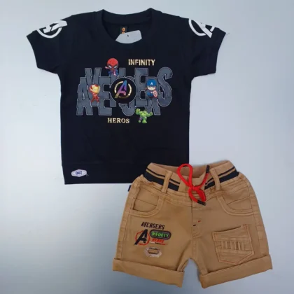 Black Cotton T-Shirt Brown Half Pant