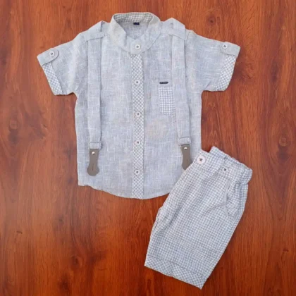 Cotton Grey Shirt and Pant with Suspender