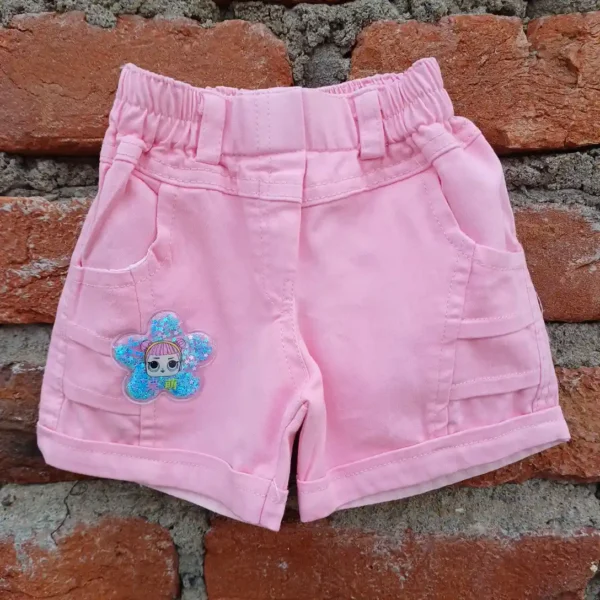 Girl Denim Top and Pink Shorts1