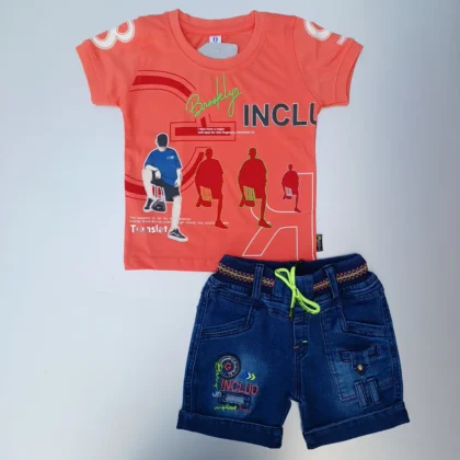 Pink Cotton T-Shirt Black Jeans Half Pant