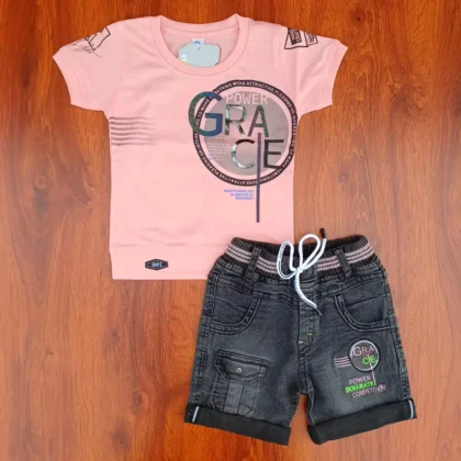 Pink Cotton T-Shirt and Black Half Pant