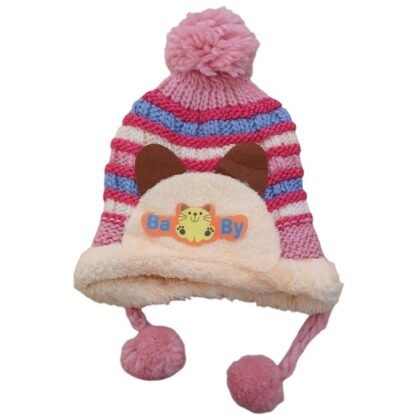 soft woolen cap color knitted with strap