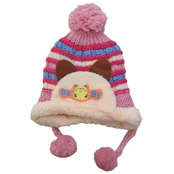 soft woolen cap color knitted with strap