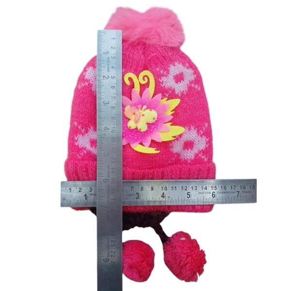 soft woolen cap pink color knitted with strap1