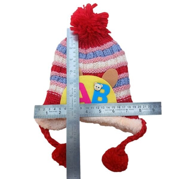 soft woolen cap color knitted aplhabetdesign with strap