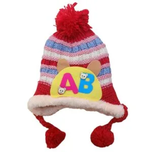 soft woolen cap color knitted aplhabetdesign with strap