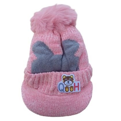 super soft winter fleece cap light pink color