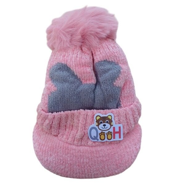 super soft winter fleece cap light pink color