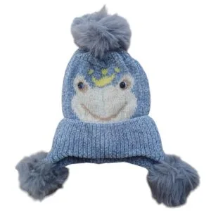 super soft winter fleece cap light blue color with strap
