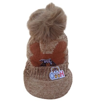 super soft winter fleece cap brown color1