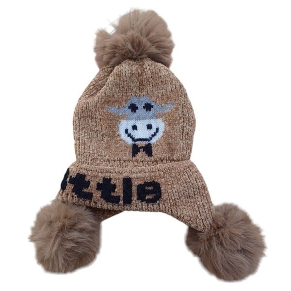 super soft winter fleece cap brown color with strap1