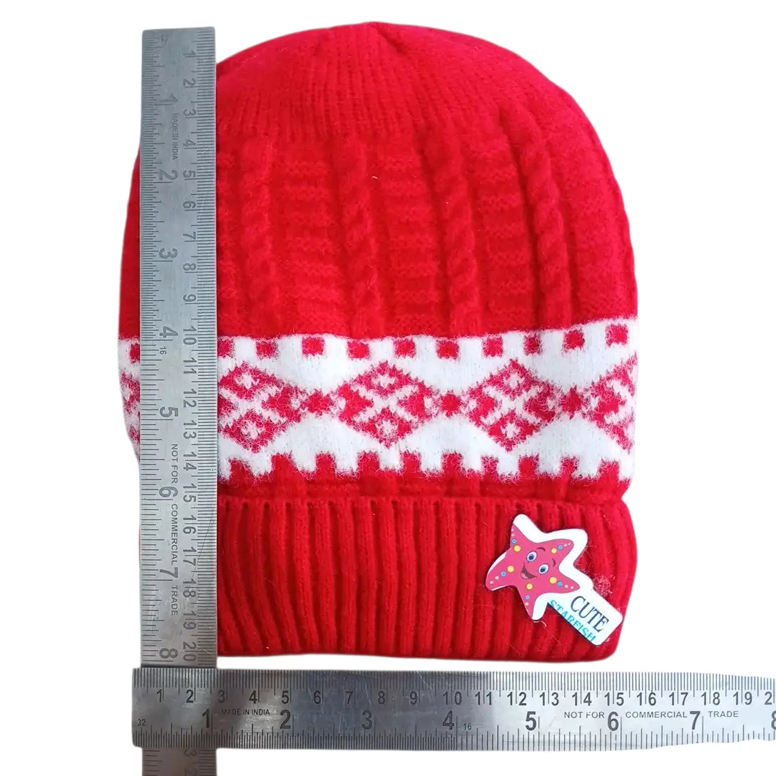 Red Baby Winter Cap with Cute Starfish Patch 2-3 Years - Image 2